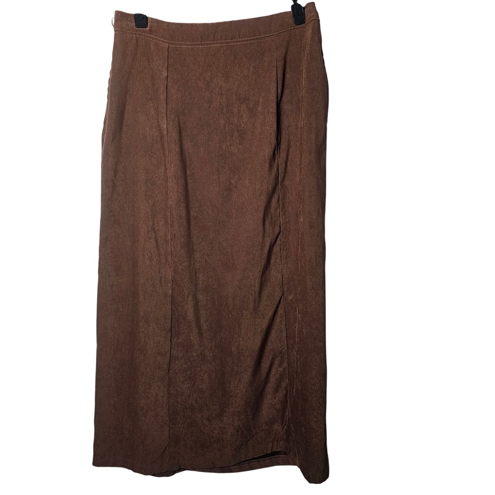 White Stag Vintage Y2K Faux Suede Column Maxi Skirt 10 Brown Dark Academia